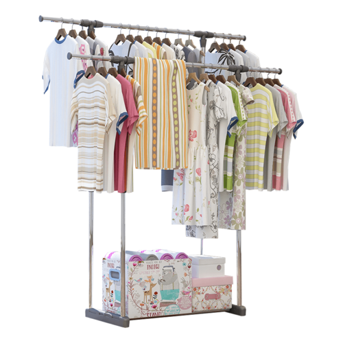 Dvojni obešalnik Jovana, krom, 172 x 41 x 157 cm