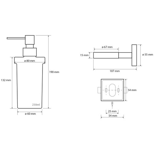 Dozator de săpun SAPHO XQ100 X-Square 250ml, crom