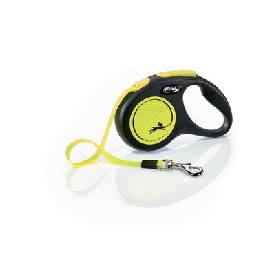 Flexi önfeltekerhető póráz New Neon S, 5 m, 15 kg,sárga