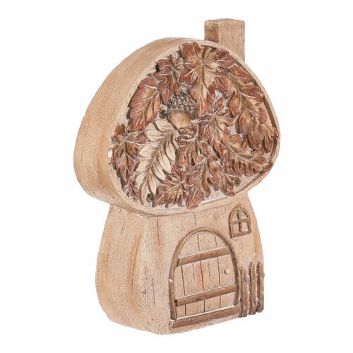 Őszi dekoráció Gomba házikó világítással, 24 x 10x 32 cm, magnézium, fa utánzat