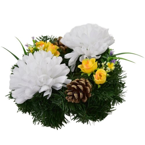 Coroană funerară Crizanteme albe, 20 cm