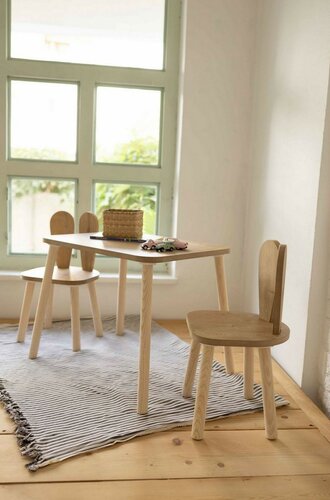 Дитячий комплект із столика та 2 стільчиків BunnyTwo Chair Set — коричневий