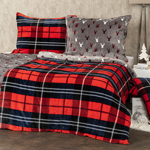 4Home Мікрофланелева постільна білизна Клітинка червоний, 160 x 200 см, 70 x 80 см