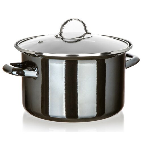 Banquet Emailed pot METALLIC Black 24 cm, 3,7 l, spoklicí