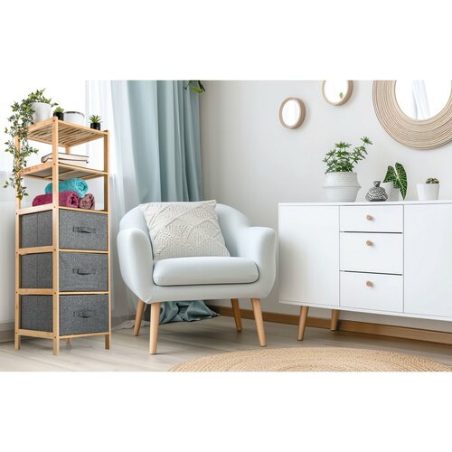 G21 Bambusowy regał z koszykami, 5 półek, szary