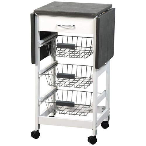 Kesper 25816 Wózek kuchenny z blatem roboczym, 75,5 x 45 x 37 cm