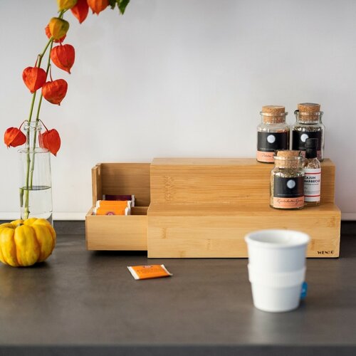 Wenko Bambus Tee- und Kaffee-Organizer 15 x 33 x 17,5 cm