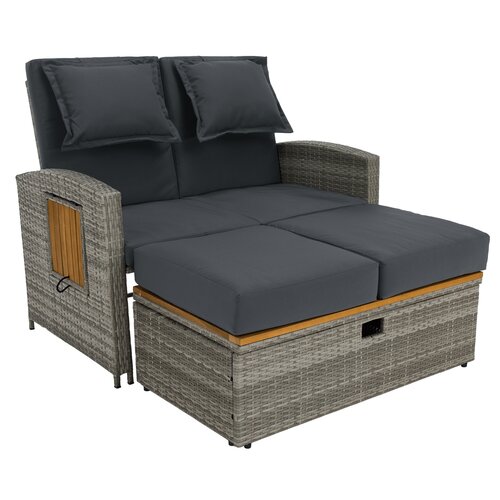 Sofa ogrodowa rattanowa MALORY, szary/naturalny