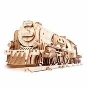 Ugears 3D drevené mechanické puzzle V-Express parná lokomotíva 4-6-2 s tendrom