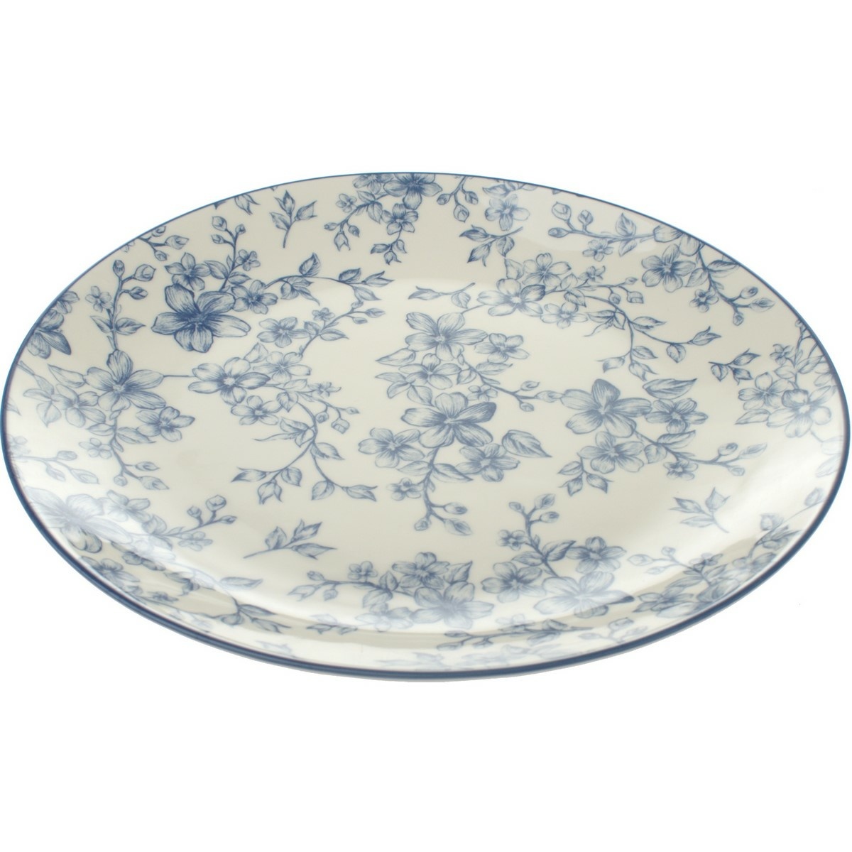 Súprava 6 plytkých tanierov Nežné kvety 26 cm, modrá