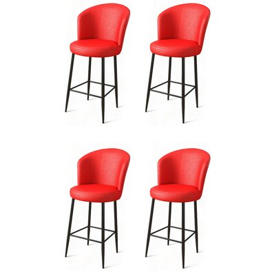 Barstuhl-Set Uras Red, 4 Stück