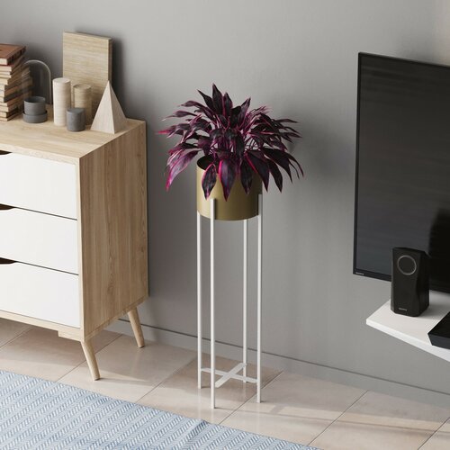 Blumenständer aus Metall GED-025-C Loft, Weiß/Gold