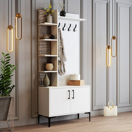 Vešiak s botníkom a policami Viyana White