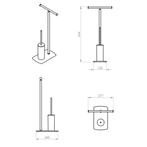 GEDY 733214 Florida állvány WC-papír tartóval ésWC-kefe tartóval, matt fekete
