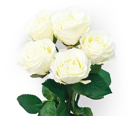 Umelá kvetina sada bielych ruží 5 ks
