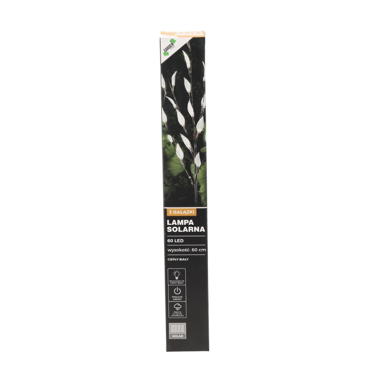 Solárna lampa s 3 ramenami, 60 LED, teplá biela,60 cm