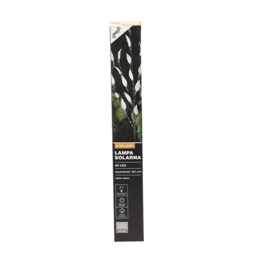 Solárna lampa s 3 ramenami, 60 LED, teplá biela,60 cm