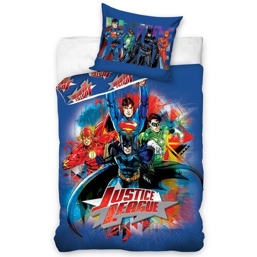 Justice League gyerek pamut ágyneműhuzat, 140 x 200 cm, 70 x 80 cm