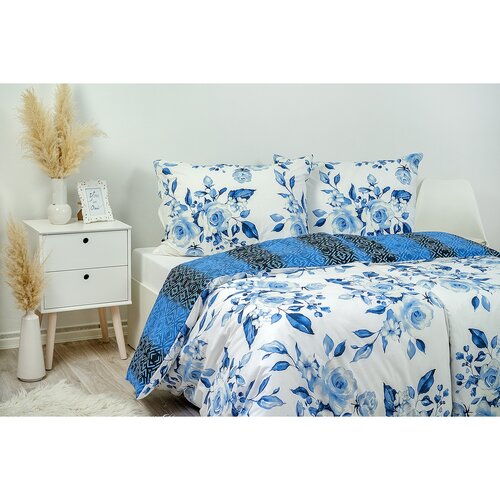 Stanex Baumwollbettwäsche Blaue Rosen, 140 x 200 cm, 70 x 90 cm