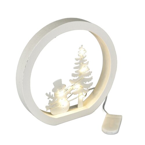 Decorație LED de Crăciun Om de zăpadă, diametru 15cm, alb cald