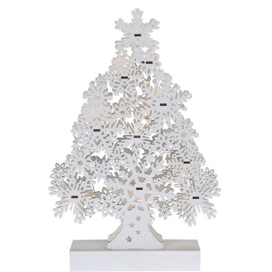 Fából készült karácsonyfa Cardolo fehér, 10 LED