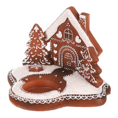 Svečnik Perníkový domeček, poliresin, 11 cm