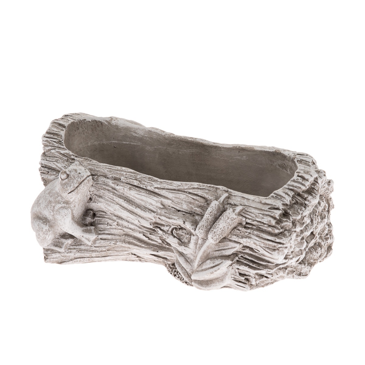 Capac cutie beton Trunchi cu broască gri, 12 x 21cm