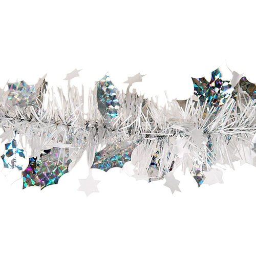 Beteală de Crăciun, cu laur, argintiu, 200 x 10 cm