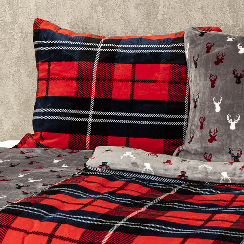 4Home Мікрофланелева постільна білизна Клітинка червоний, 160 x 200 см, 70 x 80 см