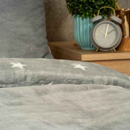 Lenjerie de pat microflanel 4Home Stars gri , 140x 200 cm, 70 x 90 cm