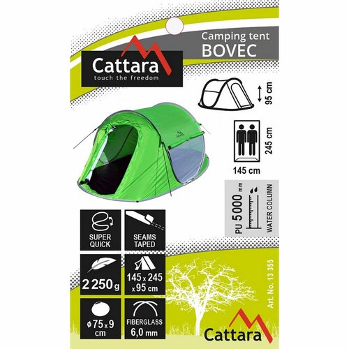 Cattara Bovec 2 személyes sátor zöld, 245 x 145 x 95 cm