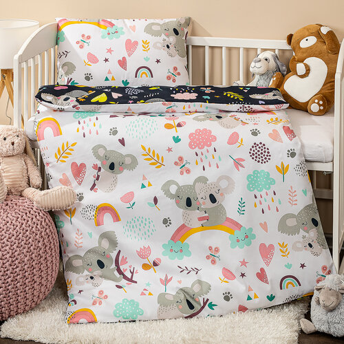 4Home Dziecięca pościel bawełniana do łóżeczka Koala rainbow, 100 x 135 cm, 40 x 60 cm