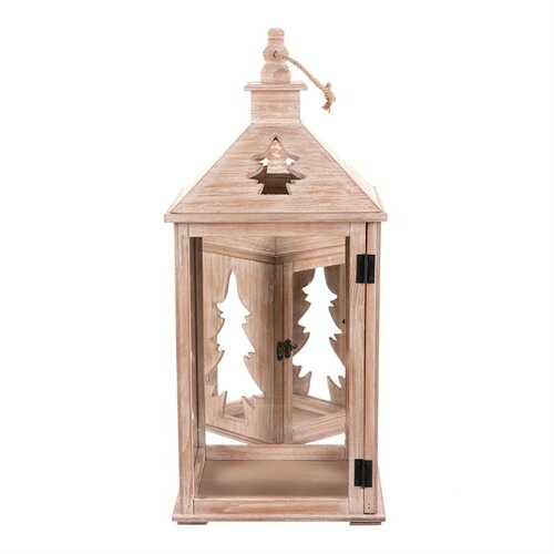 Zestaw latarni drewnianych Choinka, 2 szt., naturalny