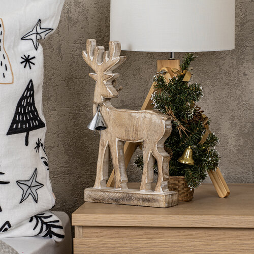 4Home Dekorace z mangového dřeva Nordic Reindeer,33 cm