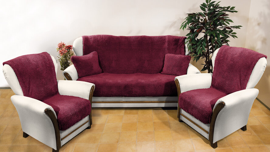 4Home Narzuty na kanapę i fotele Baranek winowy, 150 x 200 cm, 2 szt. 65 x 150 cm