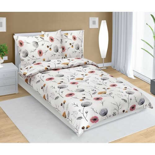 Bellatex Krepp-Bettwäsche Mohnblume Beige, 140 x 220, 70 x 90 cm