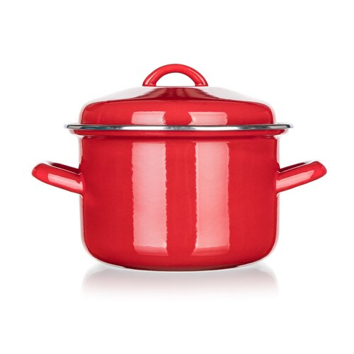 Banquet Emailed pot with lid Milton red, 16 cm, 2l