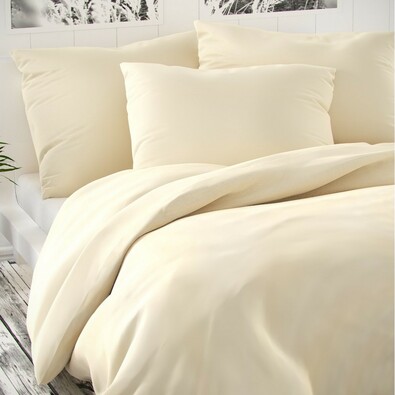 Lenjerie de pat din satin Luxury Collection, crem, 220 x 200 cm, 2 buc. 70 x 90 cm