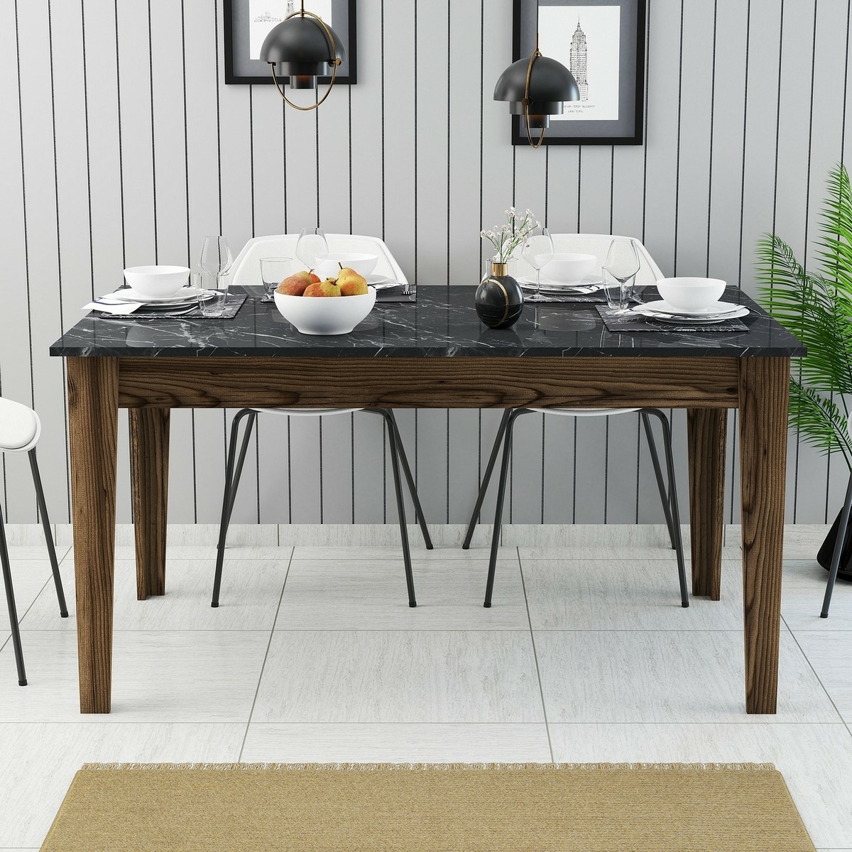Jedálenský stôl Milan Walnut and Black