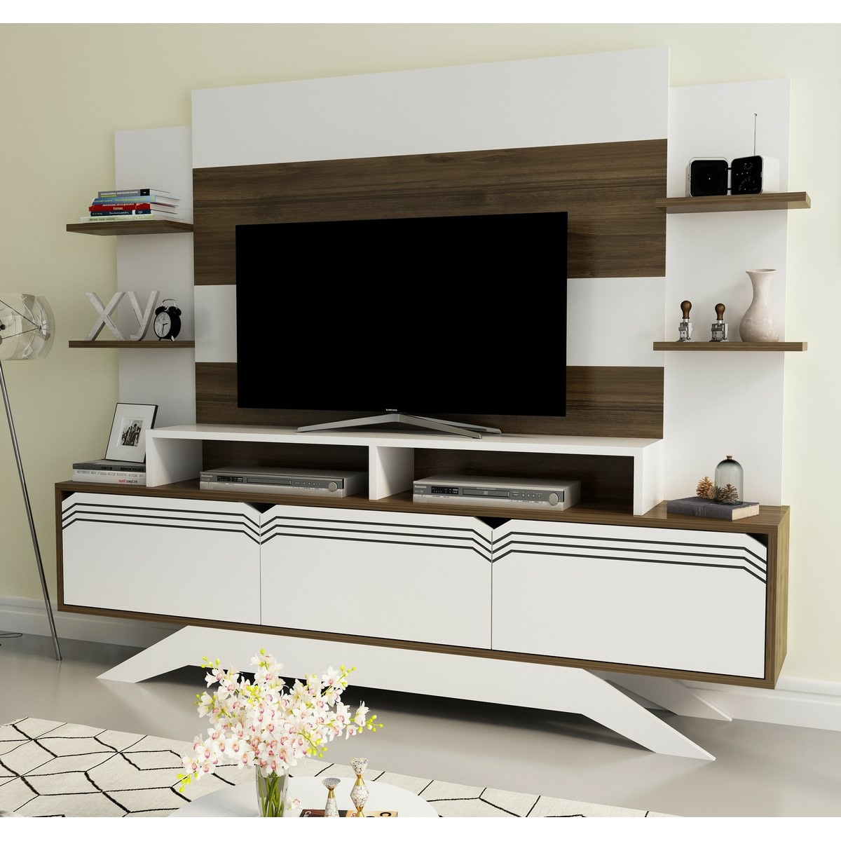 Televízna stena Delpi Walnut and White