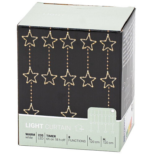 Зовнішня світлова гірлянда Stars, 120x120см, LED, теплий білий, таймер, 8 функцій