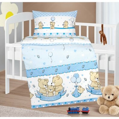 Bellatex Lenjerie de pat din bumbac Agata Bearalbastru, 90 x 135 cm, 45 x 60 cm