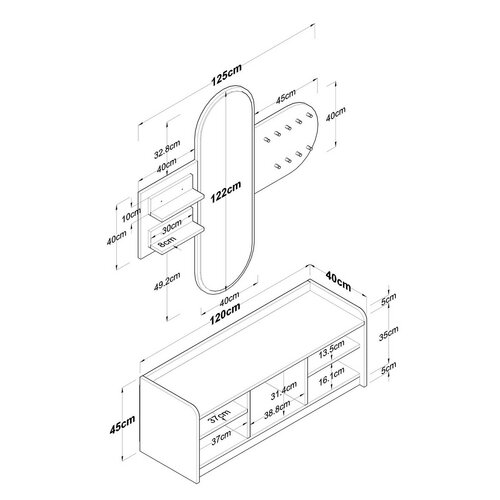 Předsíňová sestava Ema White and Walnut