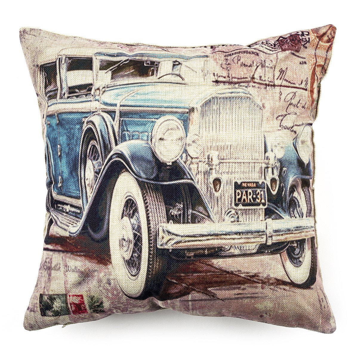 Jahu Obliečka na vankúšik Retro Car blue, 45 x 45 cm