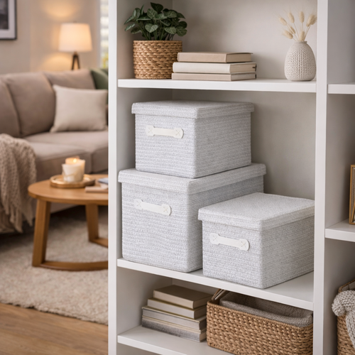 Kela RIMOSSA 3 részes tárolókosár készlet, fehér