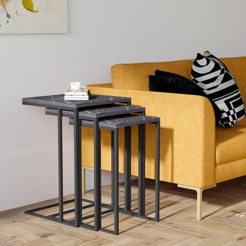 Odkládací stolek Black Mermer, 3 ks