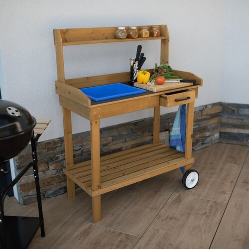Gartenarbeitstisch Bardy, braun, 94 x 49 x 120 cm