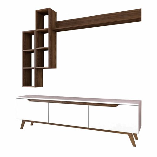 Mia Walnut and White TV fal