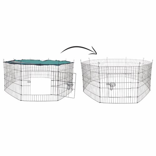Aldotrade Kleintiergehege inklusive Netz mit Sonnenschutz, 8 Paneele 56 x 57 cm