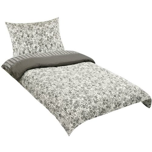 Bellatex Krep posteljnina Cvet siva, bela, 140 x200 cm, 70 x 90 cm